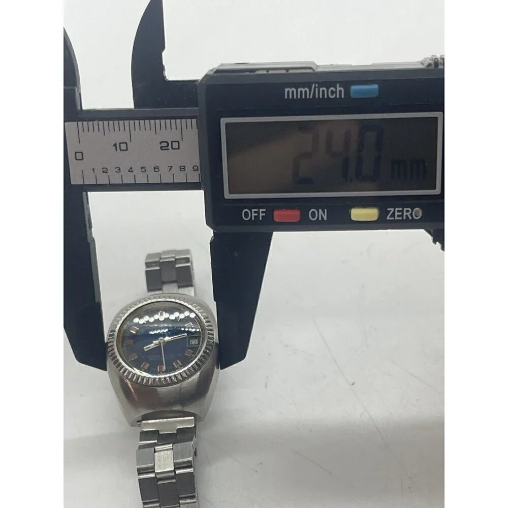 Lorenz Edox Watch 21 Jewel Incabloc Automatic Blue Face Date All Stainless Steel